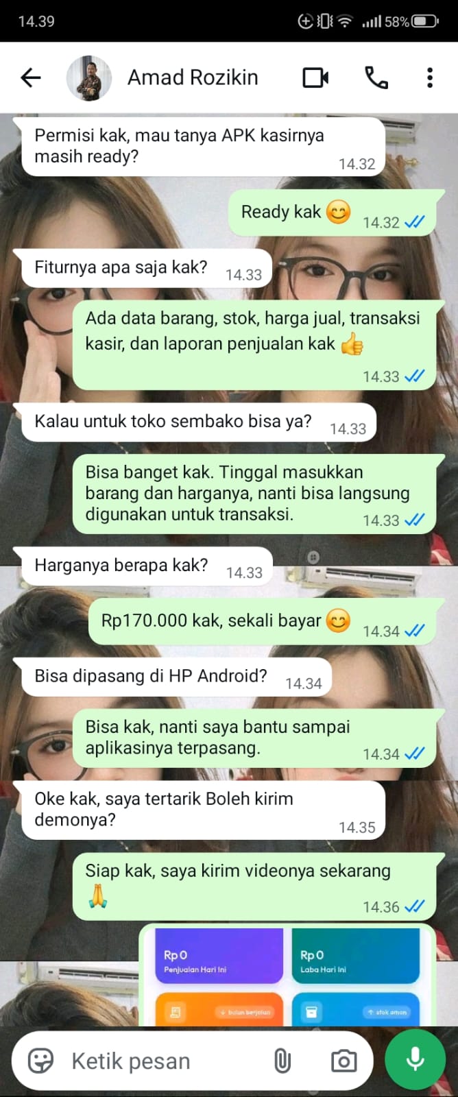 Bukti Chat & Transfer Ahmad Rozikin